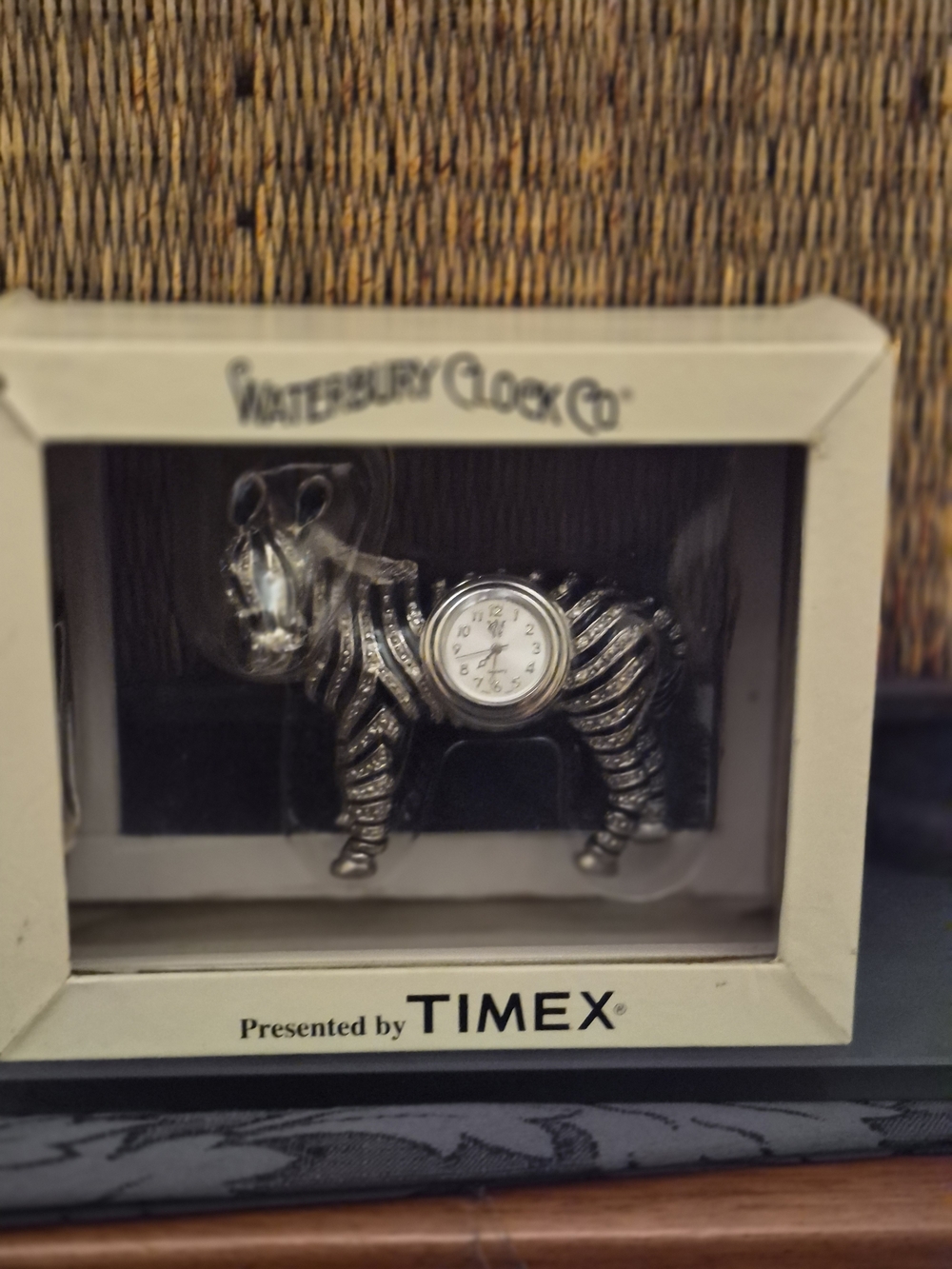 Timex Silver Zebra Figurine Desk Clock